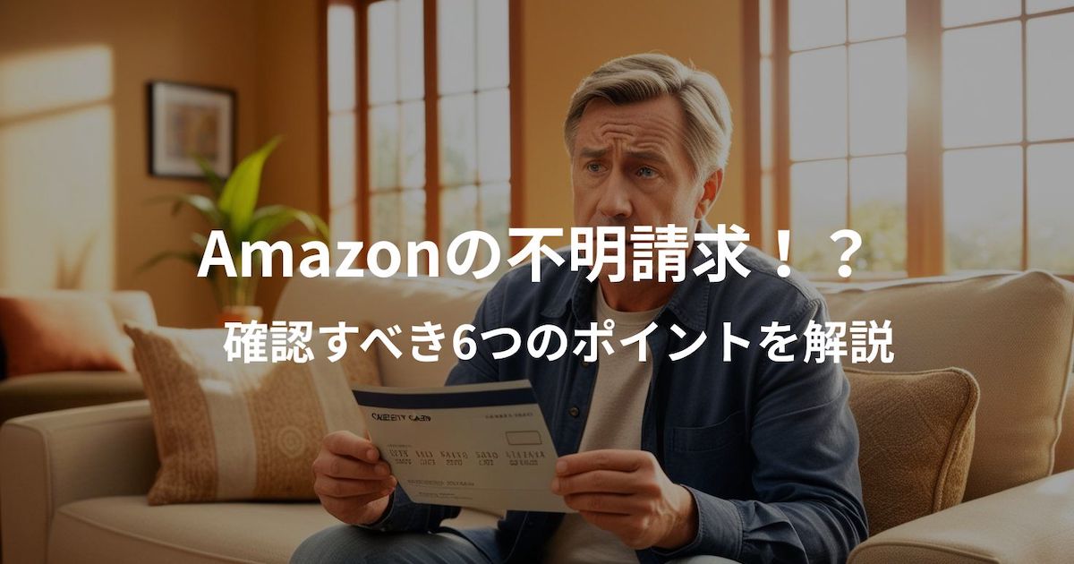 Amazonで不明な請求があったときの確認方法を解説した画像。